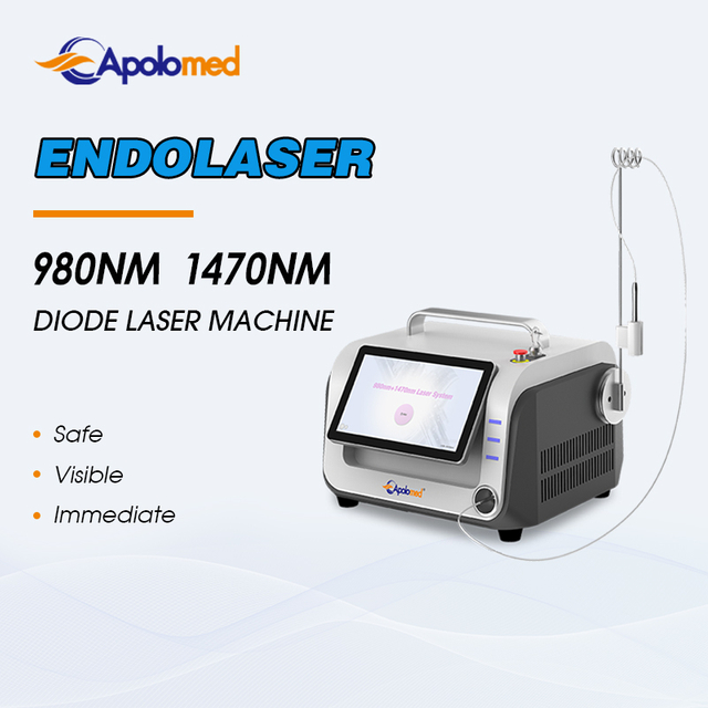 Endolaser z włóknem 980+1470nm Laserowa terapia naczyniowa Liftingująca maszyna do lipolizy